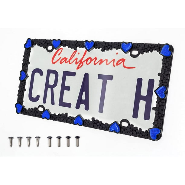 creathome 3D Shining Daisy Heart License Plate Frame from Pure Zinc Alloy Metal Perfect Plate Holder Luminously Heart Matt Black with Purple Glitter creathome 3D Shining Daisy Heart License Plate Frame from Pure Zinc Alloy Metal Perfect Plate Holder Luminously Heart Matt Black with Purple Glitter